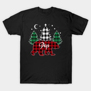 Pop Bear Buffalo Red Plaid Matching Family Christmas T-Shirt